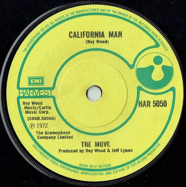 

7inch Record MOVE - California Man HAR5050 Harvest 1972 UK Rock Used
