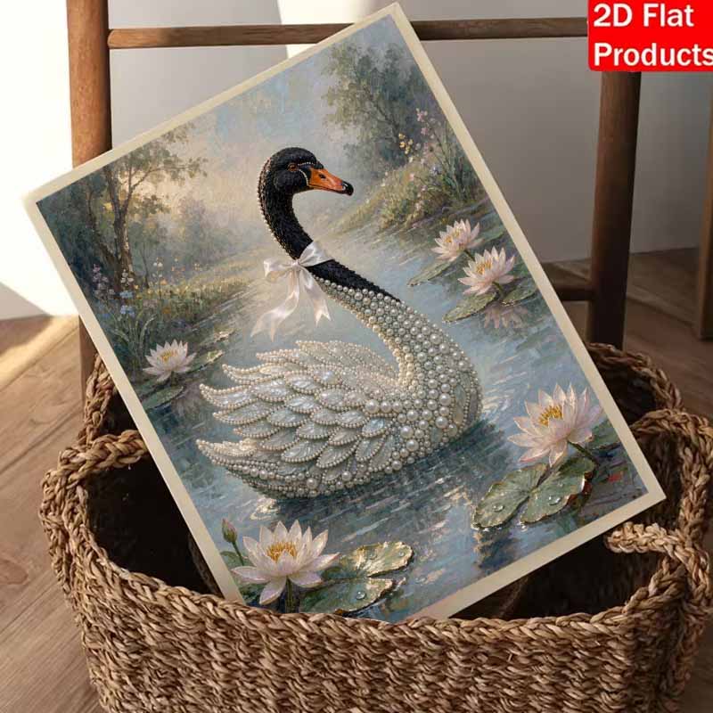 DIY 3D Pearl Diamond Painting Art Set Black Swan Animal Home Decor Art Set Wall Art