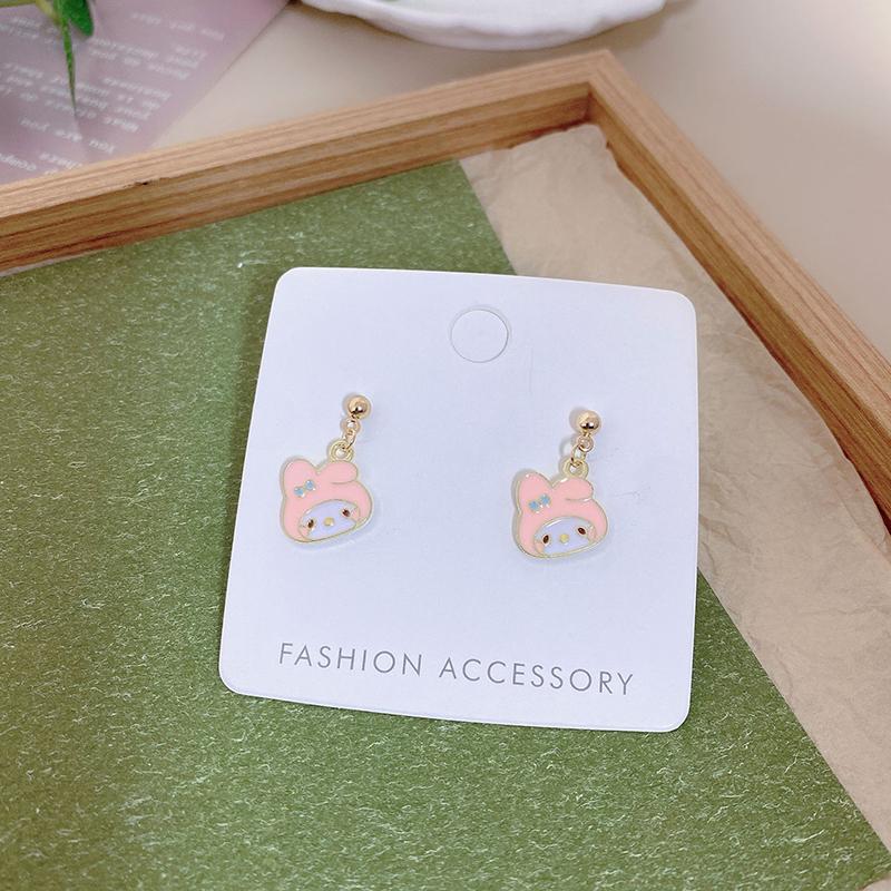 Cute Sanrio Melody Kuromi Cinnamoroll Pochacco Hello Kitty Earrings For Women Girls Cartoon Anime Figures Stud Earrings A1