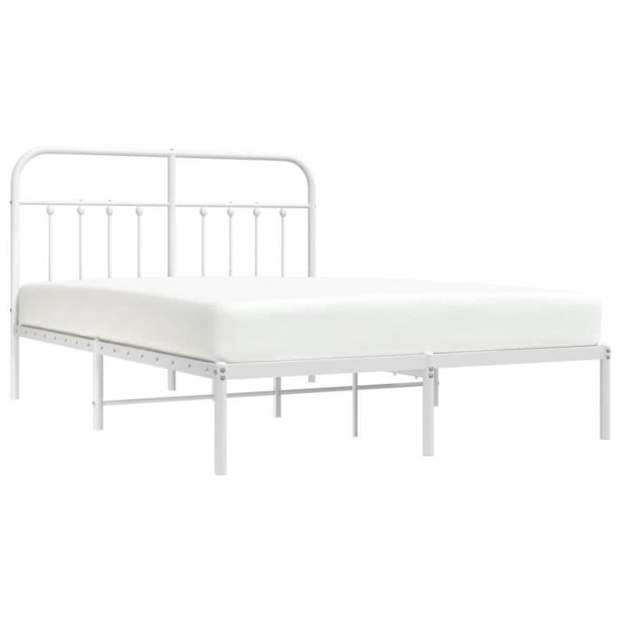VidaXL Cadre de lit métal avec tête de lit blanc 140x200 cm 352628