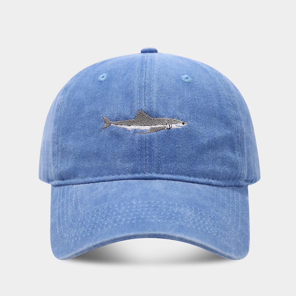 Vintage Haifisch Baumwoll-Baseballkappe Mit Stickerei Für Streetwear Und Sonnenschutz