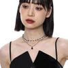 Black Diamond Double-Layer Stackable Summer Necklace for Women: Light Luxury, Cool Collarbone, High-End Sweater & Hoodie Accessory