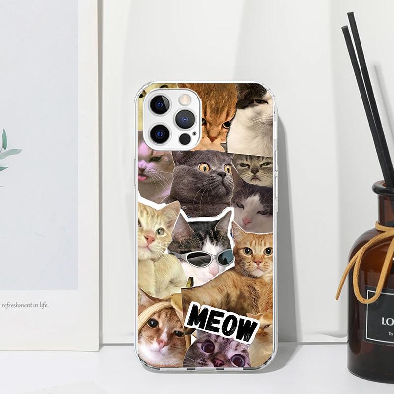 Crying Cat Memes Phone Case For Iphone 17 Air 16 15 Plus 16E 14 Pro Max 13 Mini 12 11 7 8 SE Fundas Soft Back Cover 17 Air 16 15