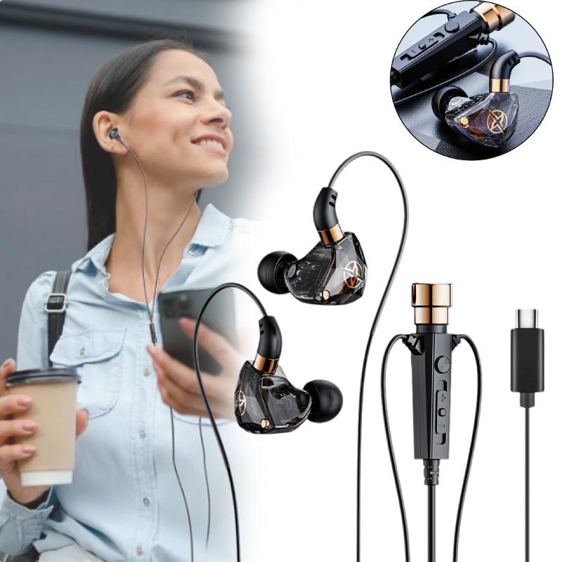 Earphones Ear In Noise Canceling Dynamic Hd Mic Recording Singing Wired C Type