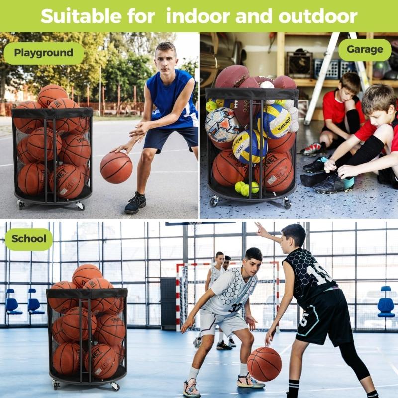 Ball Holder  Sports Equipment Organizer Toy Storage Organizer Ball Storage Cart Ball Storage Bin for Gym