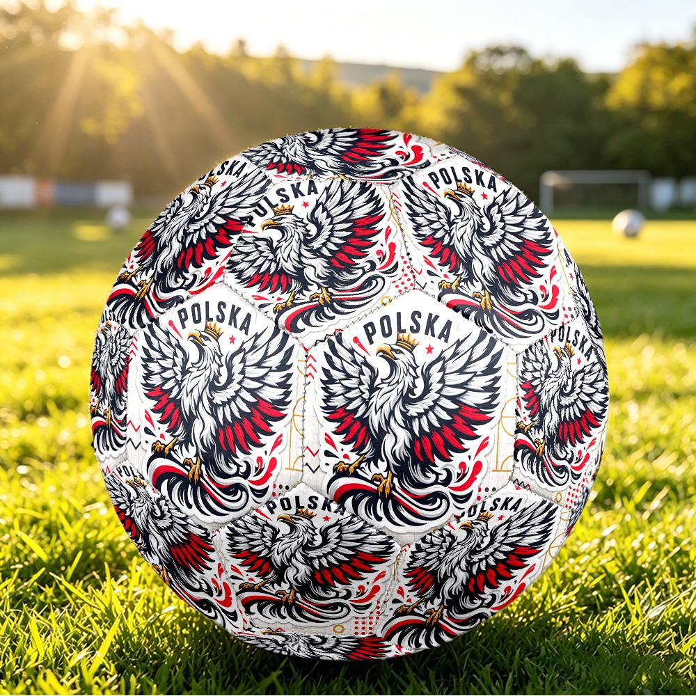 Poland Football Printed Size 5 Soccer Ball Wear Resistant Standard Adult Training Football Fan Gift for Indoor Outdoor Match Sports