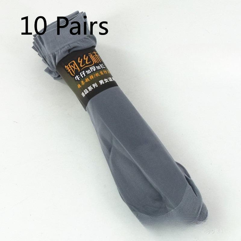 10 Pairs of Men's Thick and Long Reinforced Nylon Stockings, Thin Style, Breathable, Suitable for Spring, Summer and Autumn, Plus Stockings