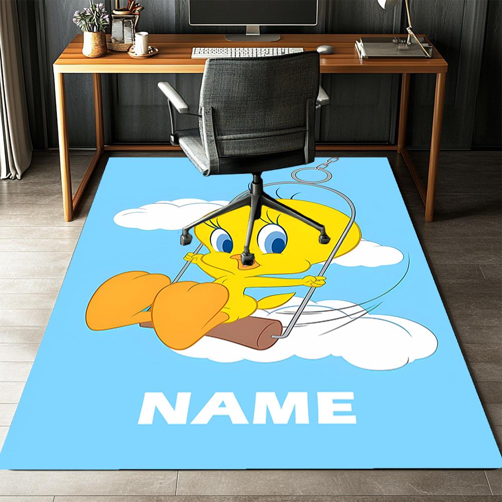 Custom Name Tweety Bird Printed Carpet,Rug for Office Chair Living Room Bedroom Kitchen Room Decor Gifts.