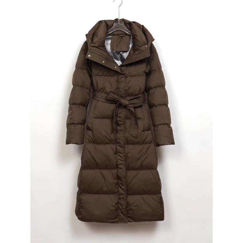 

Осенне-зимние новые длинные пуховики для женщин выше колена, с капюшоном, приталенные, тонкие, высококачественные, теплые куртки XL (125-70kg wearable) темно-коричневого