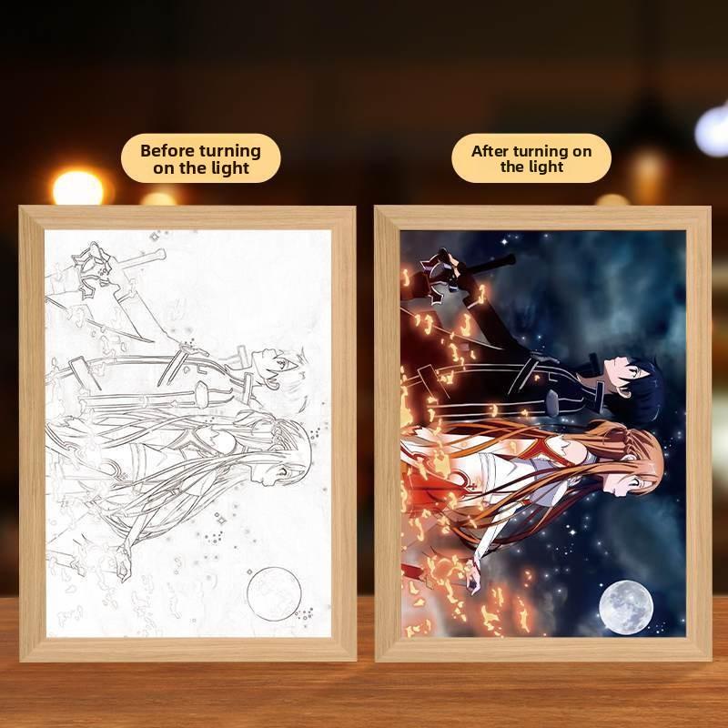 

23см/9.06дюйма Аниме Sword Art Online Световая картина 3D Фото Асуна Атрибутика Ночник Зеркальная лампа Спальня Принадлежности для вечеринок Декоративные USB Plugged In Small