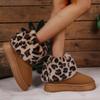 Women Snow Boots Leopard Print  Winter Leopard Print New Platform Anti Slip Warm Comfort Thick Soled Plush Snow Ankle Boots