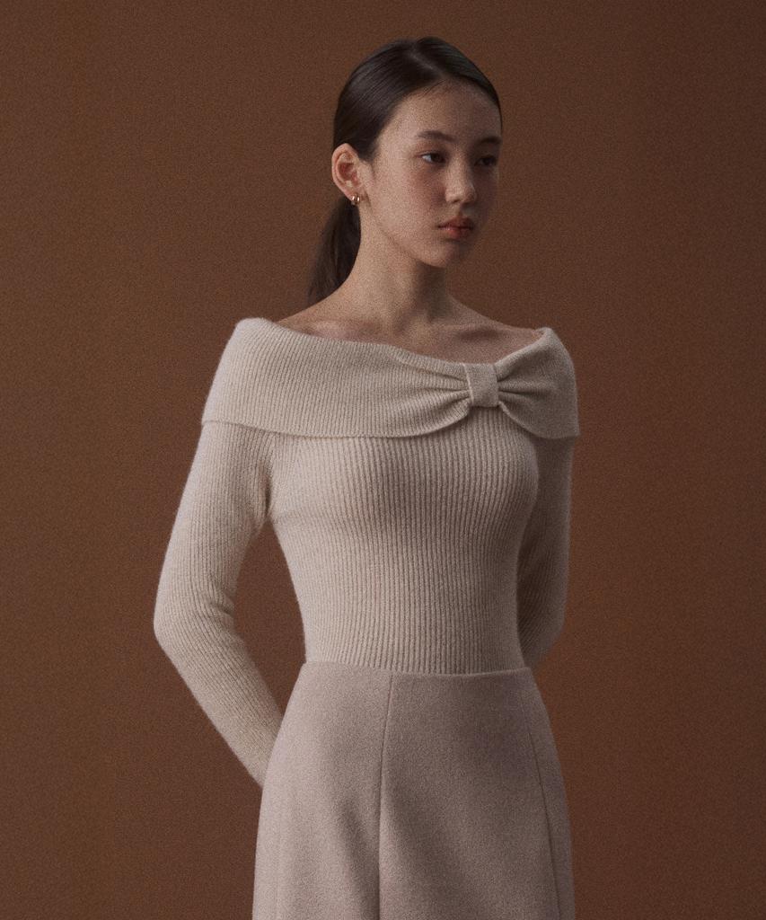 TOWAV Vonny Off Shoulder Knit_Oat Cream