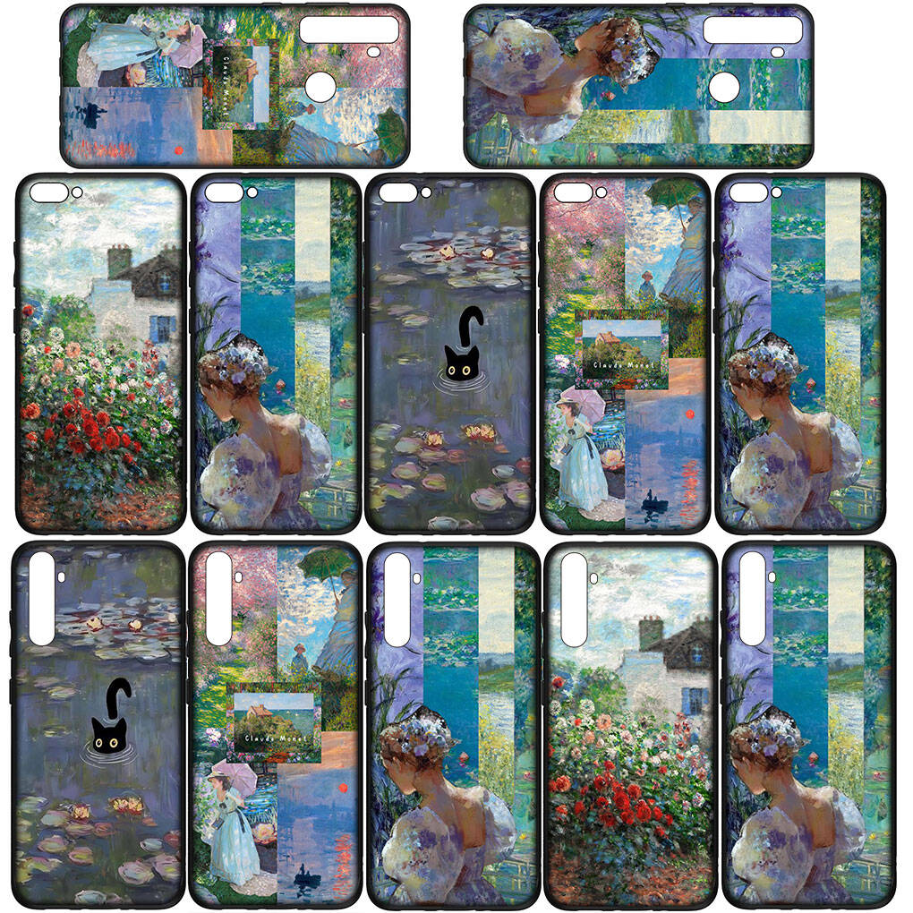Cover for iPhone 17 16 15 Xiaomi Poco Redmi Note 14 13 12 11 Pro Max Samsung Galaxy S25 S24 OPPO Huawei Claude Monet Waterlily Cat Pattern Phone Case