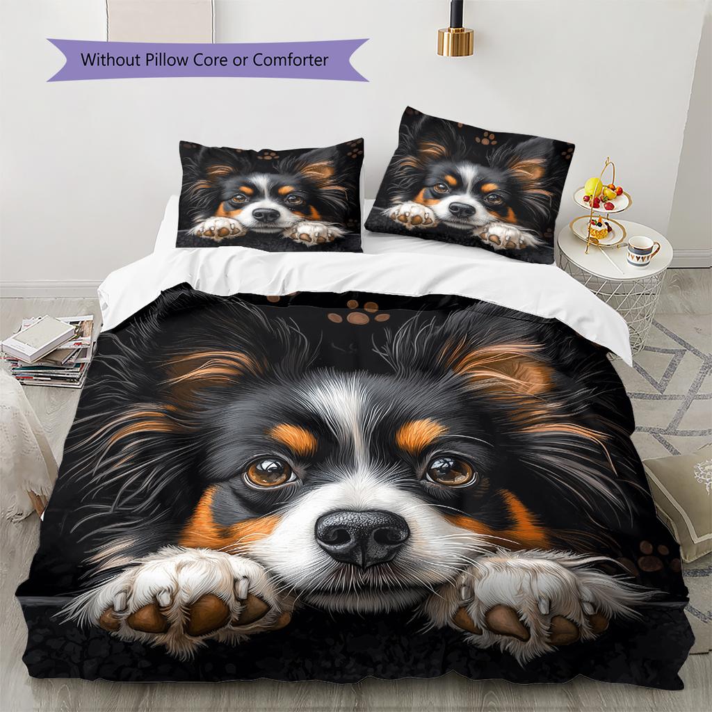 Black Papillon Pattern Bedding Home Decoration Birthday Gift (1 * Duvet Cover + 2 * Pillowcase, Without Core)