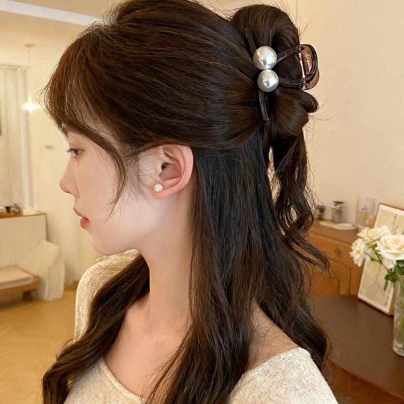2025 High-End Pearl Claw Clip: Small Shark Clip for Women's Updo Hair Accessories