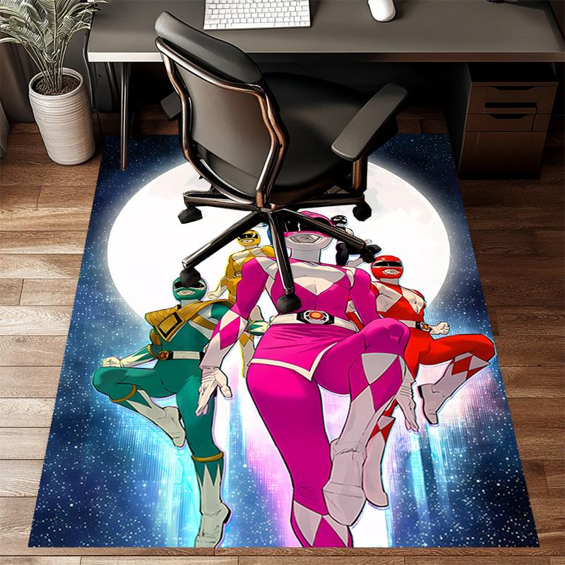 Custom Mighty Morphin Power Rangers Mat Personalized Name, Polyester Washable Indoor Entryway Rug, Gift for Christmas, Easter, Thanksgiving Day