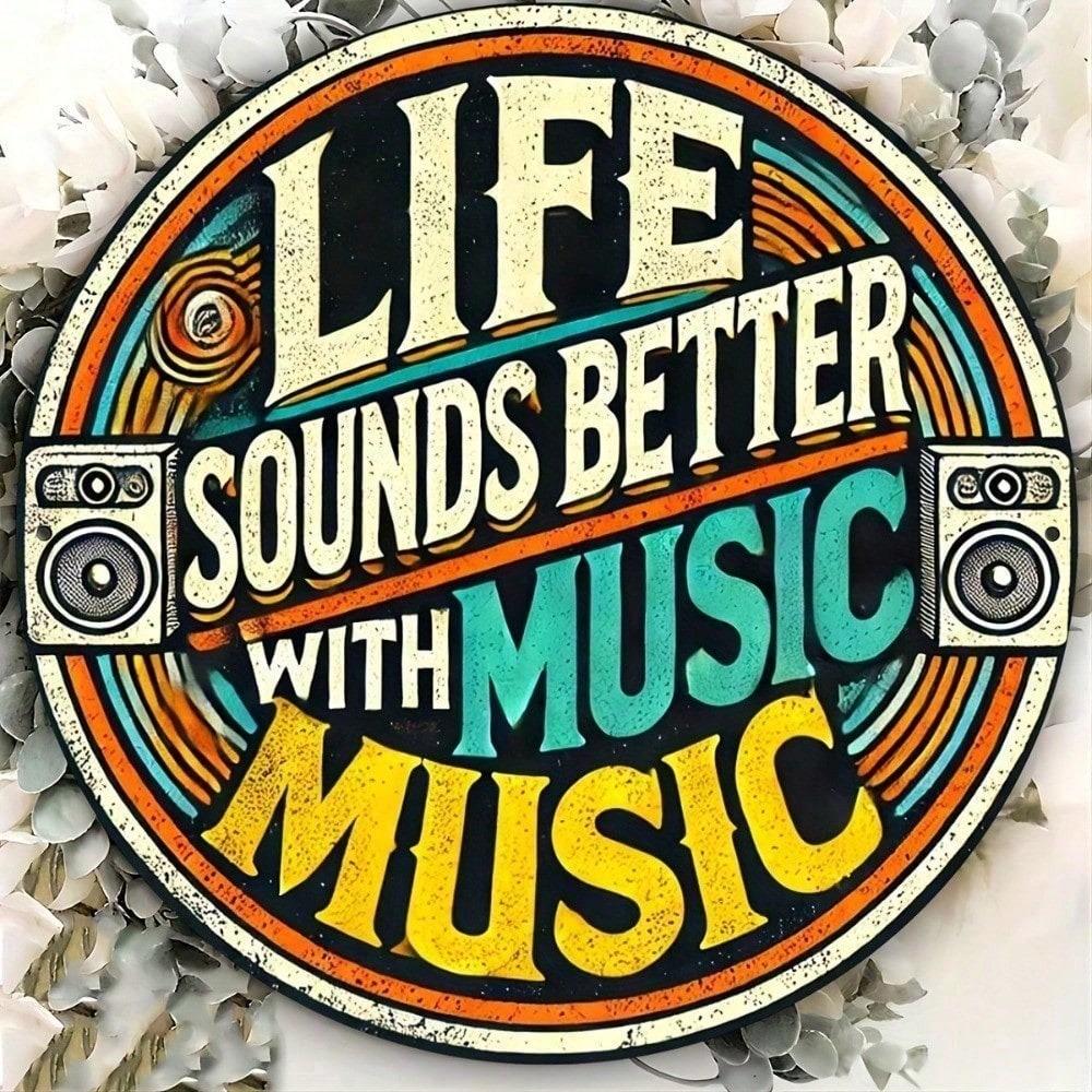 Retro Music Tin Sign 8x8 Inch Vintage Aluminum Wall Art Decor for Home Bar Man Cave