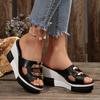 Fashion Women Summer Fashion Sandals Open Toe Wedge Hollow Metal Trend Decorative Versatile Sandals Thick Platform No Slip Shoes Women