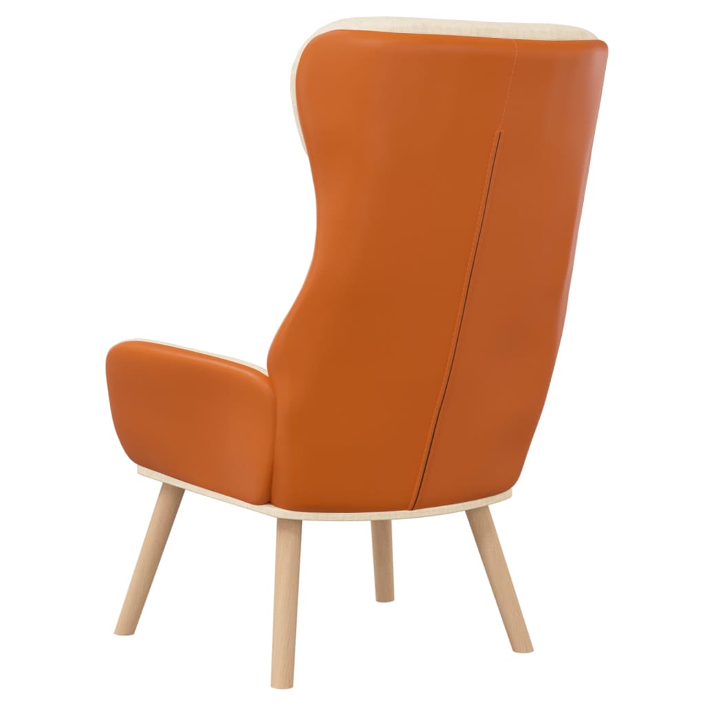 Recliner Chair Cream Fabric and PVC