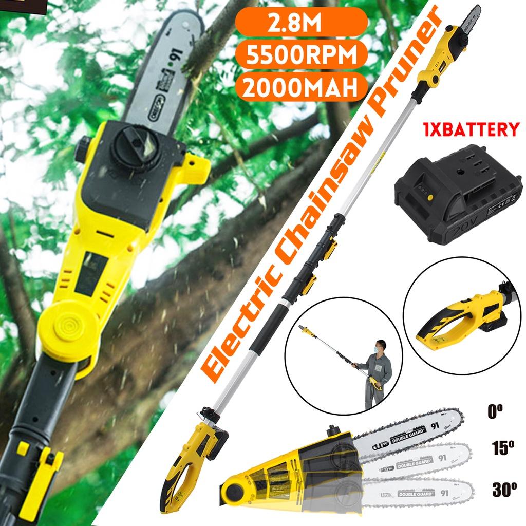 2.8M Cordless Telescoping Electric Chainsaw Pruner Home Garden Pole Saw Hedge Tree Trimmer Cutter Pruning Tool With1 Battery