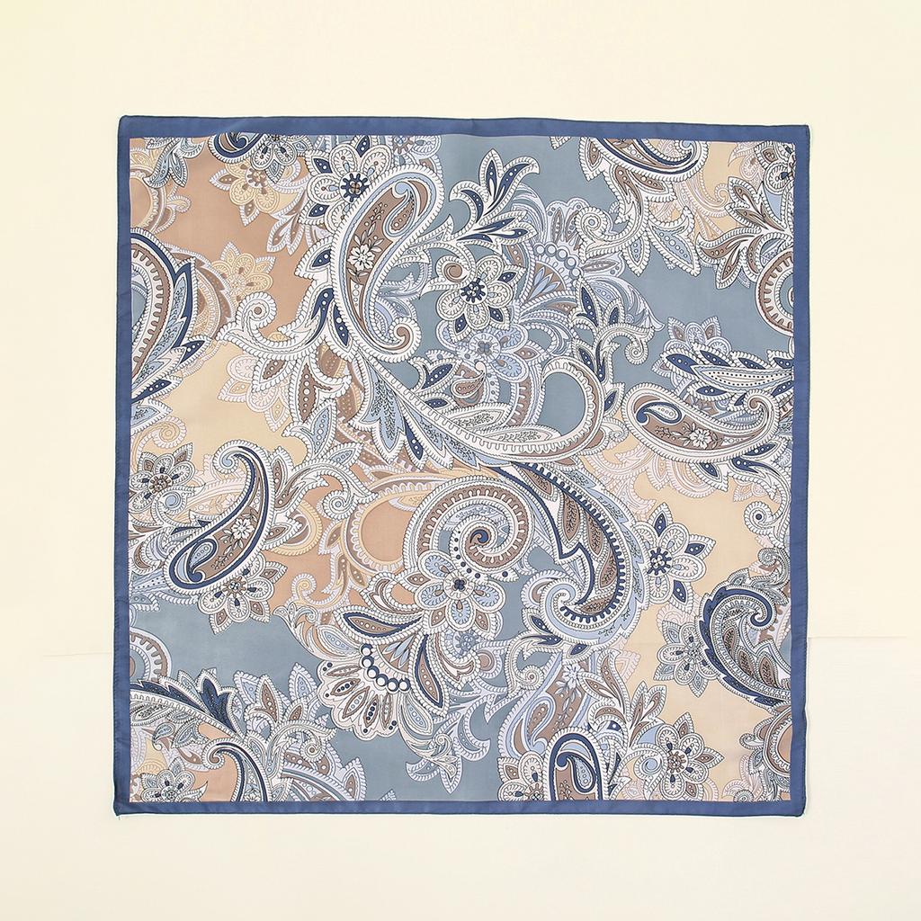 70cm Fashion Printed Square Scarf Blueness Summer Lightweight Head Cover Shawl With Adjustable Strap For Women Bag Accessories