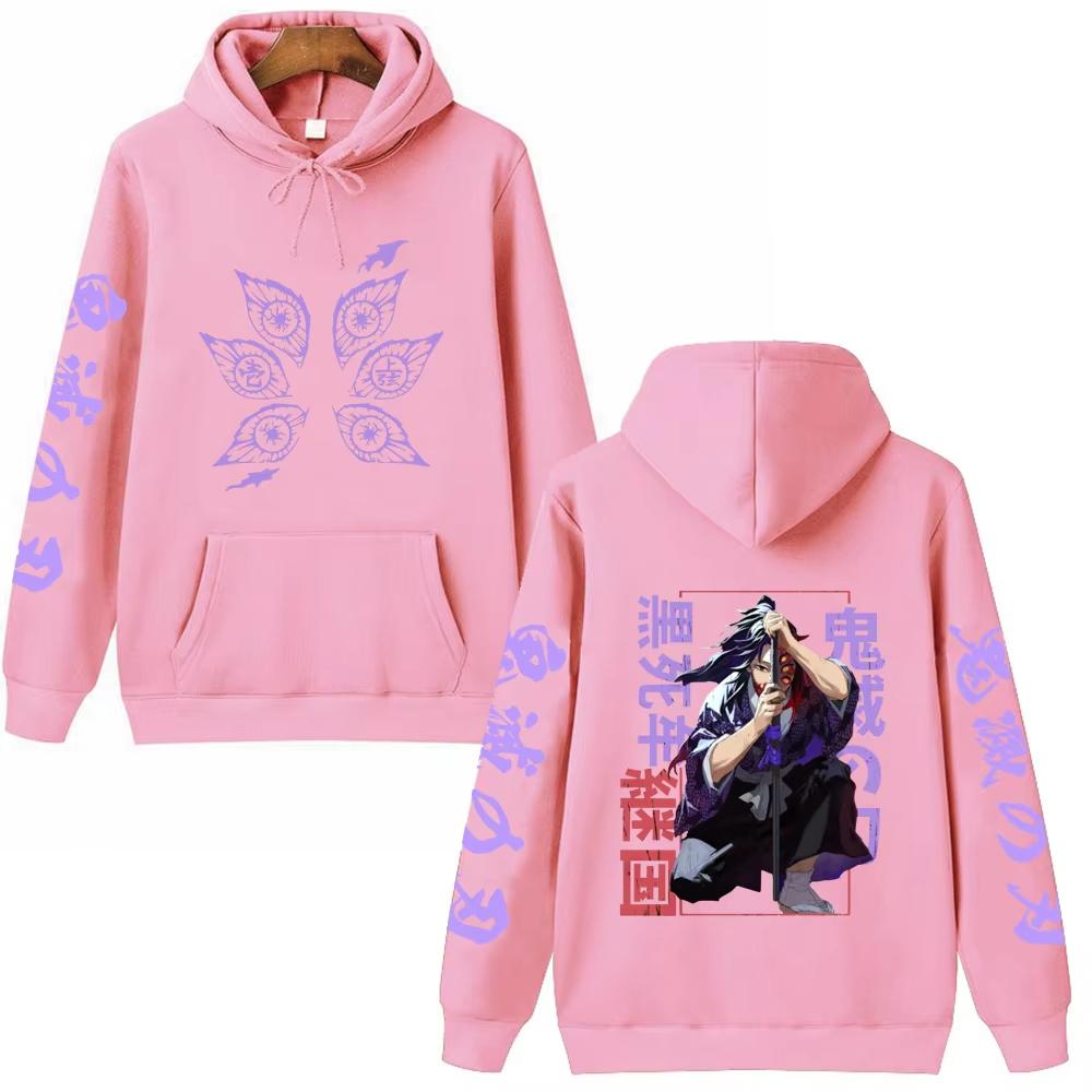 Anime Demon Slayer Kokushibo Graphic Printed Hooded Men Women Hoodies Casual Loose Sweatshirt Harajuku Unisex Streetwear