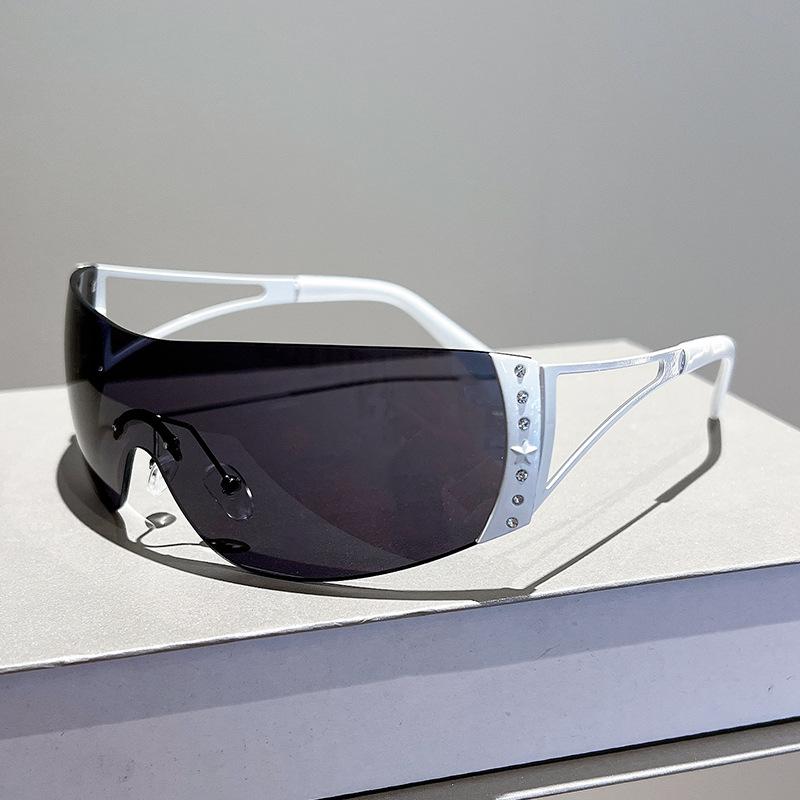 One Piece Rimless y2k Sunglasses Women For Men Fashion Vintage Luxury Brand Designer Sun Glasses Trendy Punk Sport Shades UV400