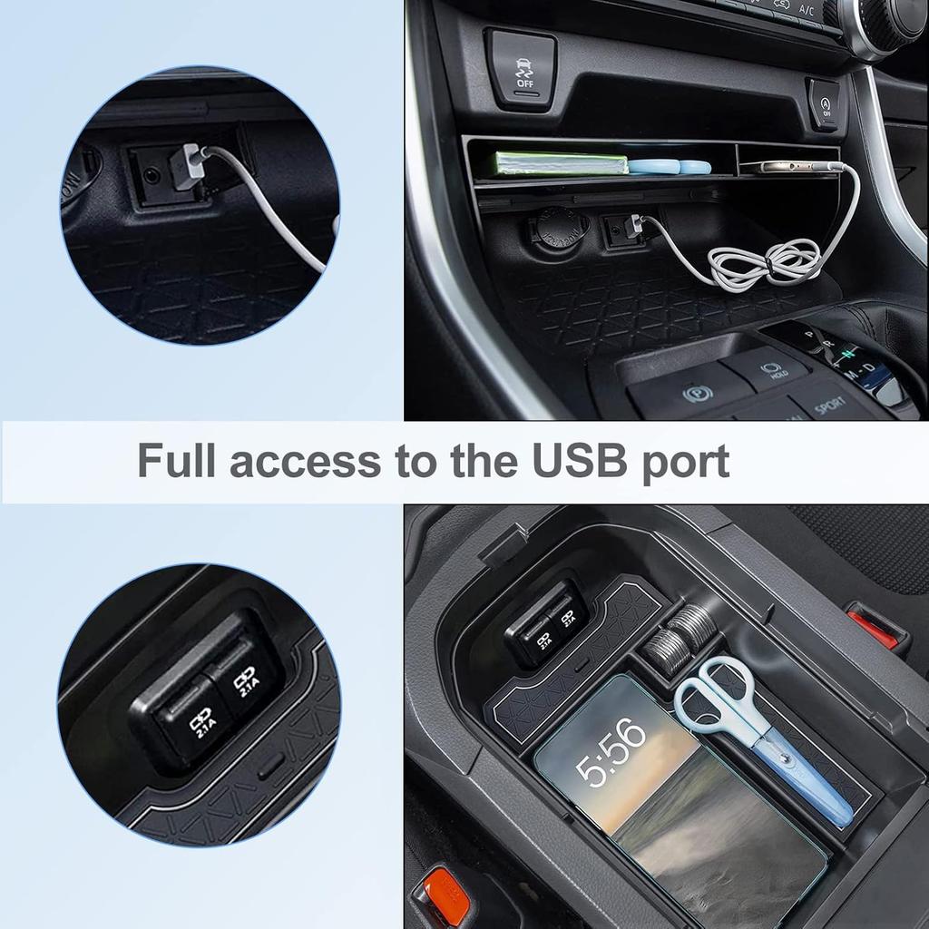2PCS Center Console Organizer Tray and Armrest Storage Box For Toyota RAV4 2025 2024 2023-2019 Insert Secondary Storage Box.