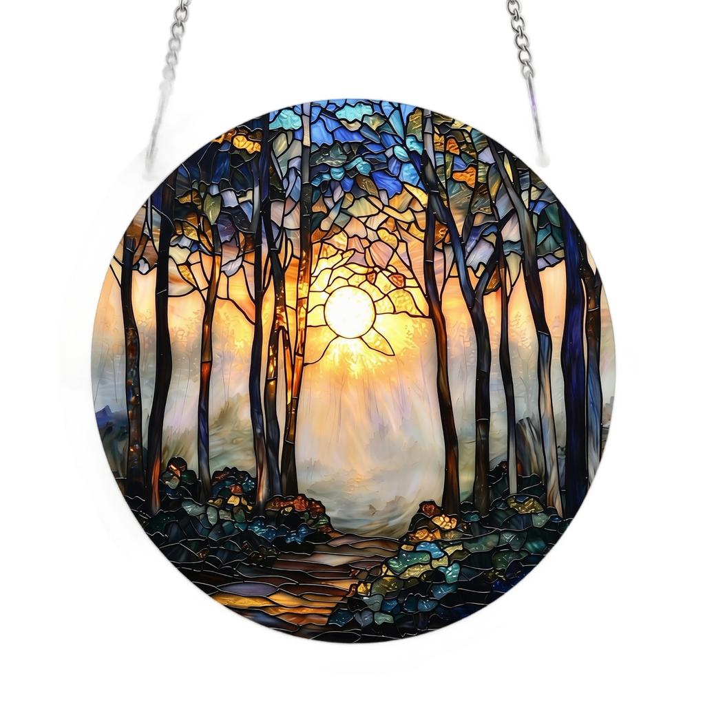 Acrylic Puzzle Suncatcher 83 Pieces 2D Round Shape Decorative Hanging Window Ornament Suitable for Indoor Outdoor Use