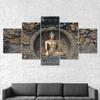 Buddha Statue Sculpture 5 Piece Five Panel Wall Canvas Print Modern Art Poster Picture Home Decor Gift For Him For Her
