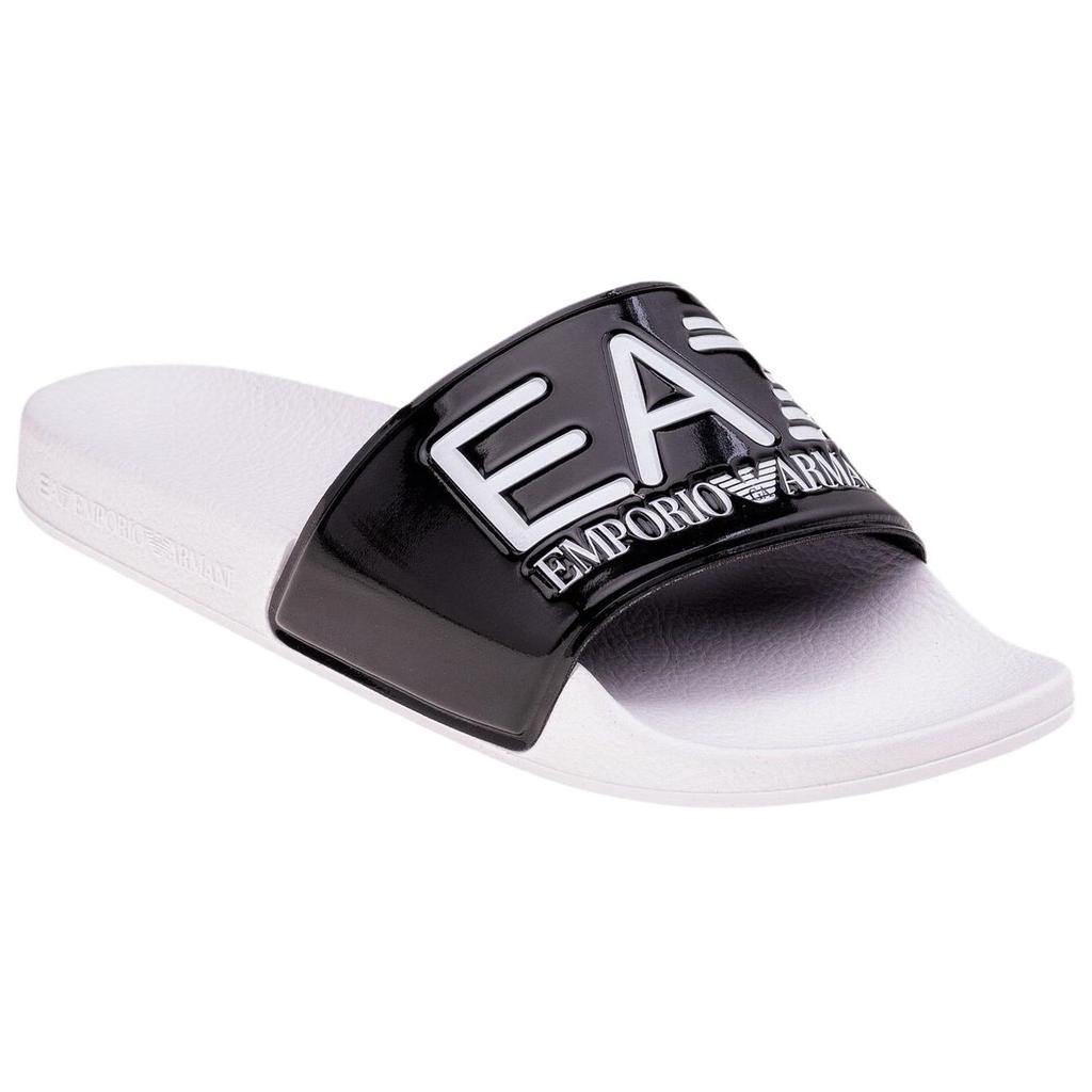 Emporio Armani EA7 Color Block Flat Slide Sandals Men footwear Black White XCP001XCC22Q655