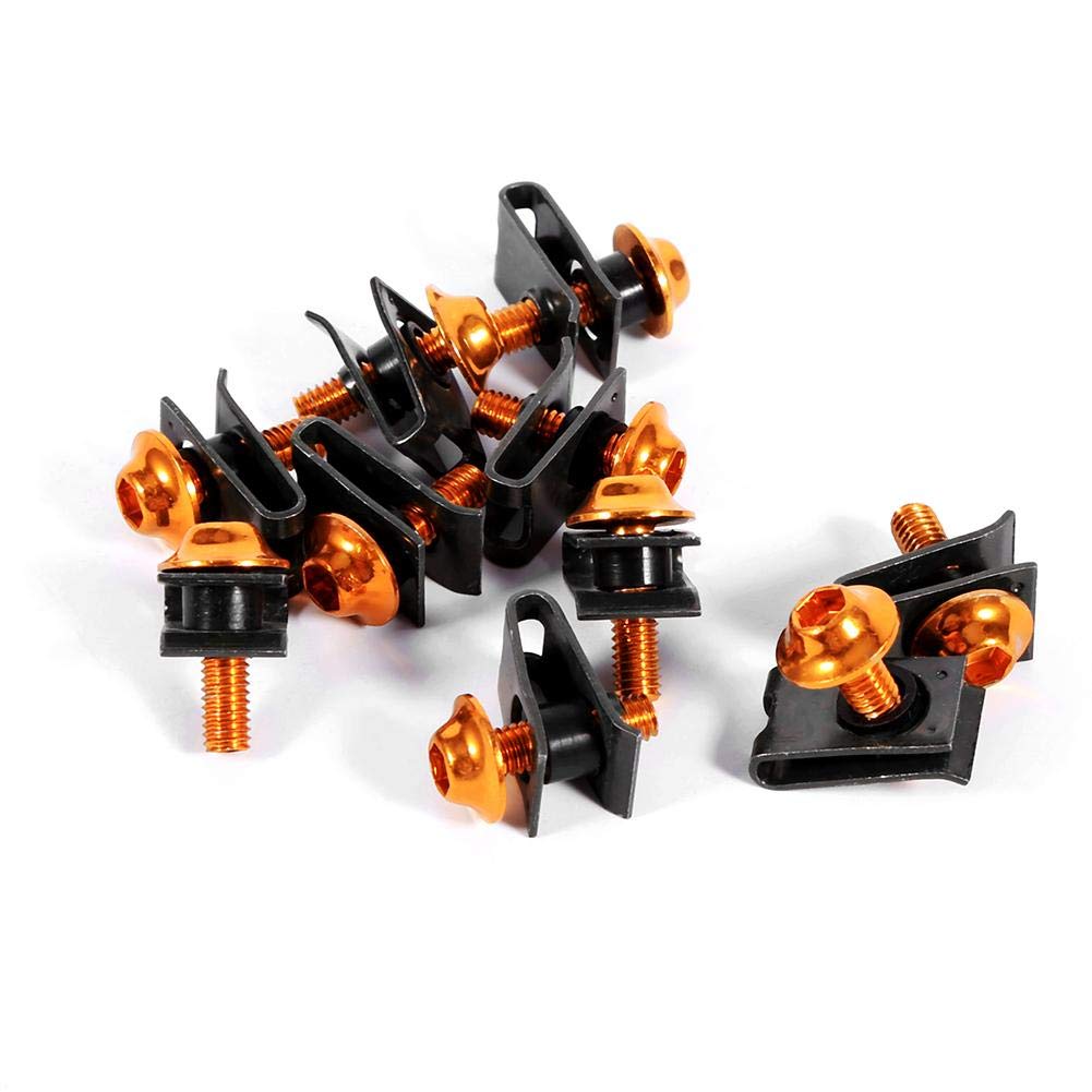 M5 Motorcycle Clip Nut Fairing Screw Spire Speed Fastener Clip Nut 10pcs (Gold)