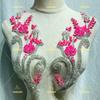 1pair Luxury Crystal Flower Beaded Rhinestone & Lace Appliques,Embroidered Collar and Full Set Trims forEvening Gown