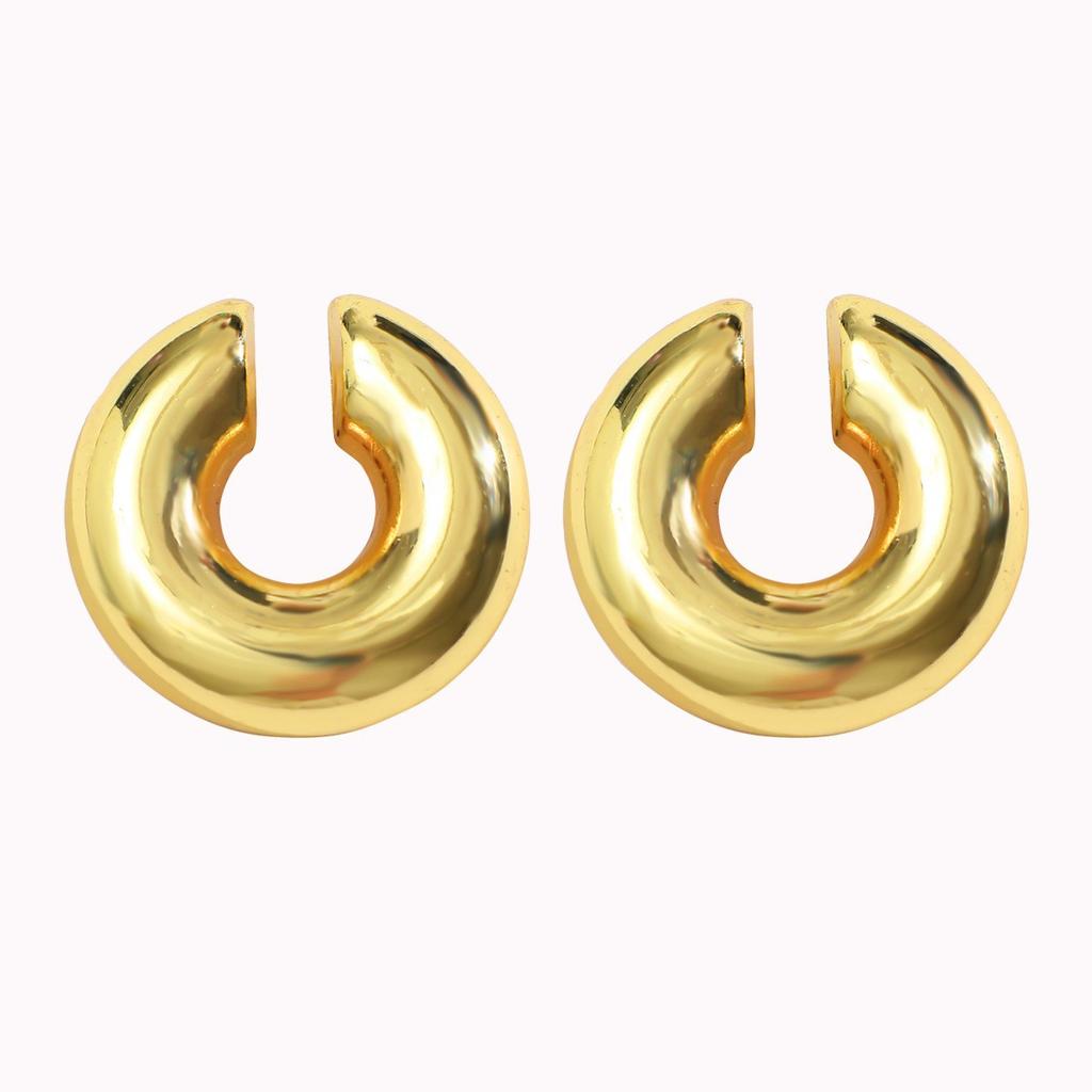 4Pcs Exaggerated Circle C-Shaped Large Ear Clip for Women Simple Chunky Gold Plated Thick Earrings Set Fashion Jewelry Gifts New