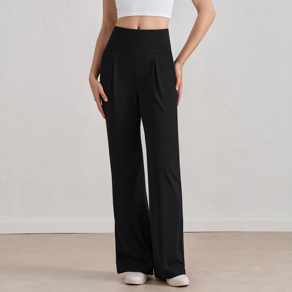 

Sweatpants Yoga pants women s summer thin, wide-leg loose high-waisted Pilates straight-leg pants drape high-end wide-leg pants S/4 чорний