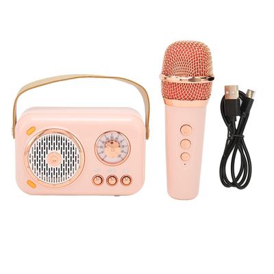 Portable Bluetooth Speaker and Microphone Set Retro Bluetooth Speaker with Handheld Karaoke Mic for
