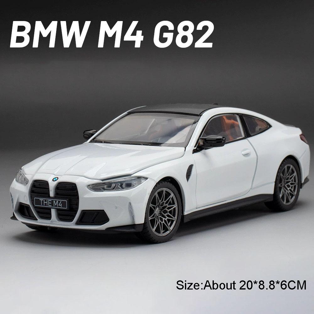 

1:23 BMW M4 G82 Sports Car Model Toy Metal Body Rubber Tires Wheel Steering Shock Absorption Models Collection Cars Ornaments белый