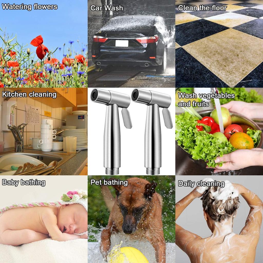 Adjustable Handheld Stainless Steel Bidet Sprayer Set Toilet Faucet Shower Head with Self Cleaning Feature Bathroom Accessory