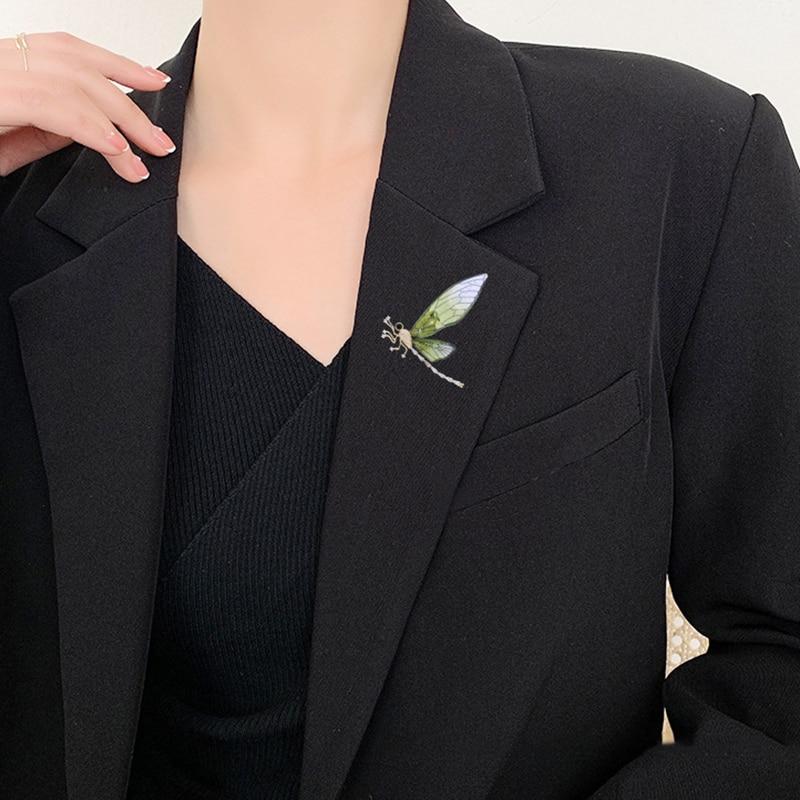 Blucome Neue Zirkon Libelle Brosche Persönlichkeit Acryl Transparent Flügel Insekt Pin Frauen Geschenk Schmuck