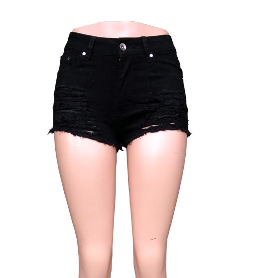 

Летние женские рваные джинсовые шорты, брюки больших размеров M чёрный