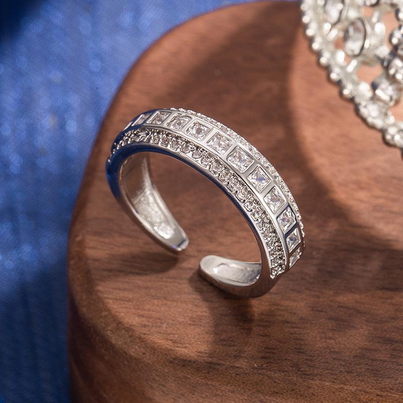 925 Sterling Silver Jewelry AAA+ Crystal Line Drill Finger Rings for Women Wedding Party Jewelry for Girls Friend Gift