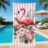Rosa Flamingo Tropische Blätter Bedrucktes Strandtuch Weich Schnelltrocknend Leichtes Handtuch für Urlaub Schwimmen Fitnessstudio Außenbereich