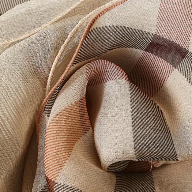 Daks Brown Check Long Silk Scarf Dcsc6e290w2