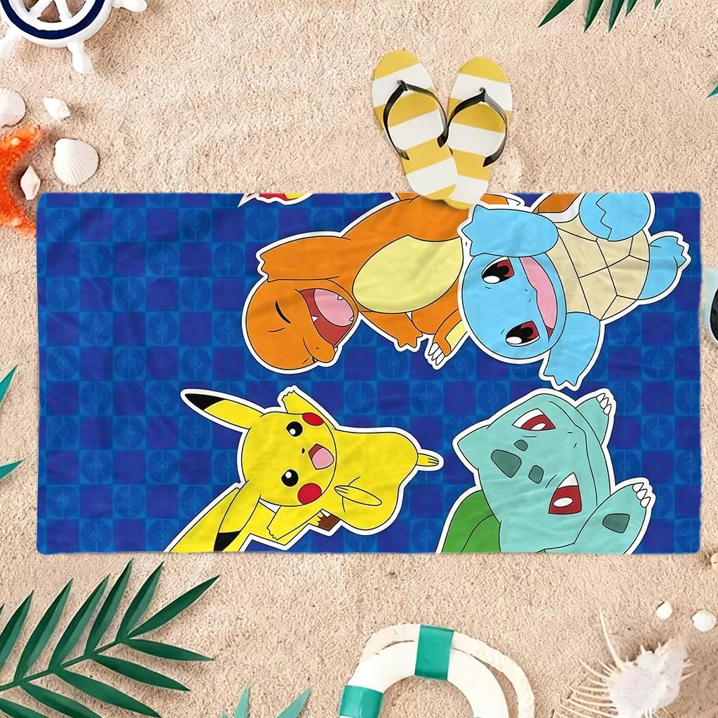 

Trendy Pokemon Print Beach Towel,Soft Microfiber Lightweight Quick Dry,Oversized for Travel Camping,Pikachu&Decor Towel for Kids W30*H60(CM)