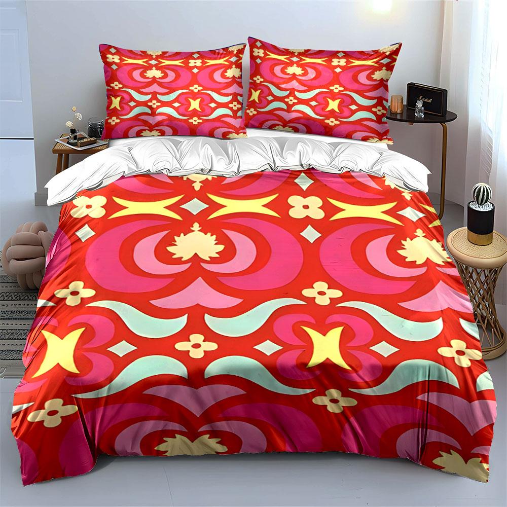 Vibrant Retro Floral Symphony Bedding Sets Duvet Covers Pillowcases(1* Duvet Cover 2* Pillowcases Without Duvet Insert)