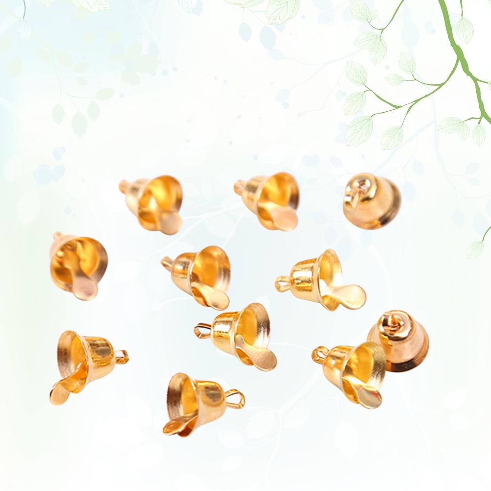 20Pcs Golden Metal Jingle Bells Small Christmas Tree Decorations Xmas Hanging DIY Craft Ornaments Party Festive Decor