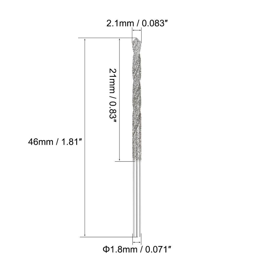 2/5/10pcs Metric Diamond Coated Twist Drill Bits 0.9/1/1.2/1.7/2.1/2.5mm High Speed Steel Drill Bit Sets for Glass Marble Stones