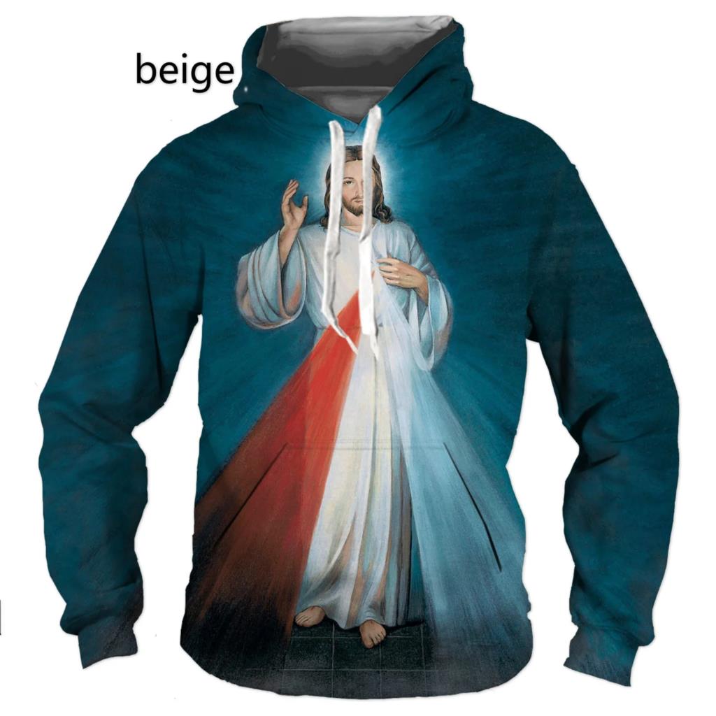 Christian God Jesus Cross Hettegenser 3d-trykk Gensere Mann/Kvinne Genser Harajuku Streetwear mote barn hettegensere herrejakke