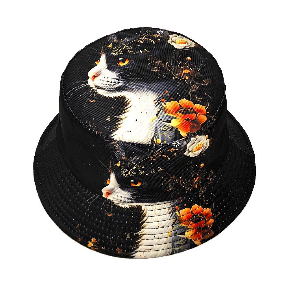 Cute Cat Print Animal Bucket Hat for Men Women Summer Travel Beach Sunscreen Panama Unisex Casual Fashion Decorate Fisherman Cap