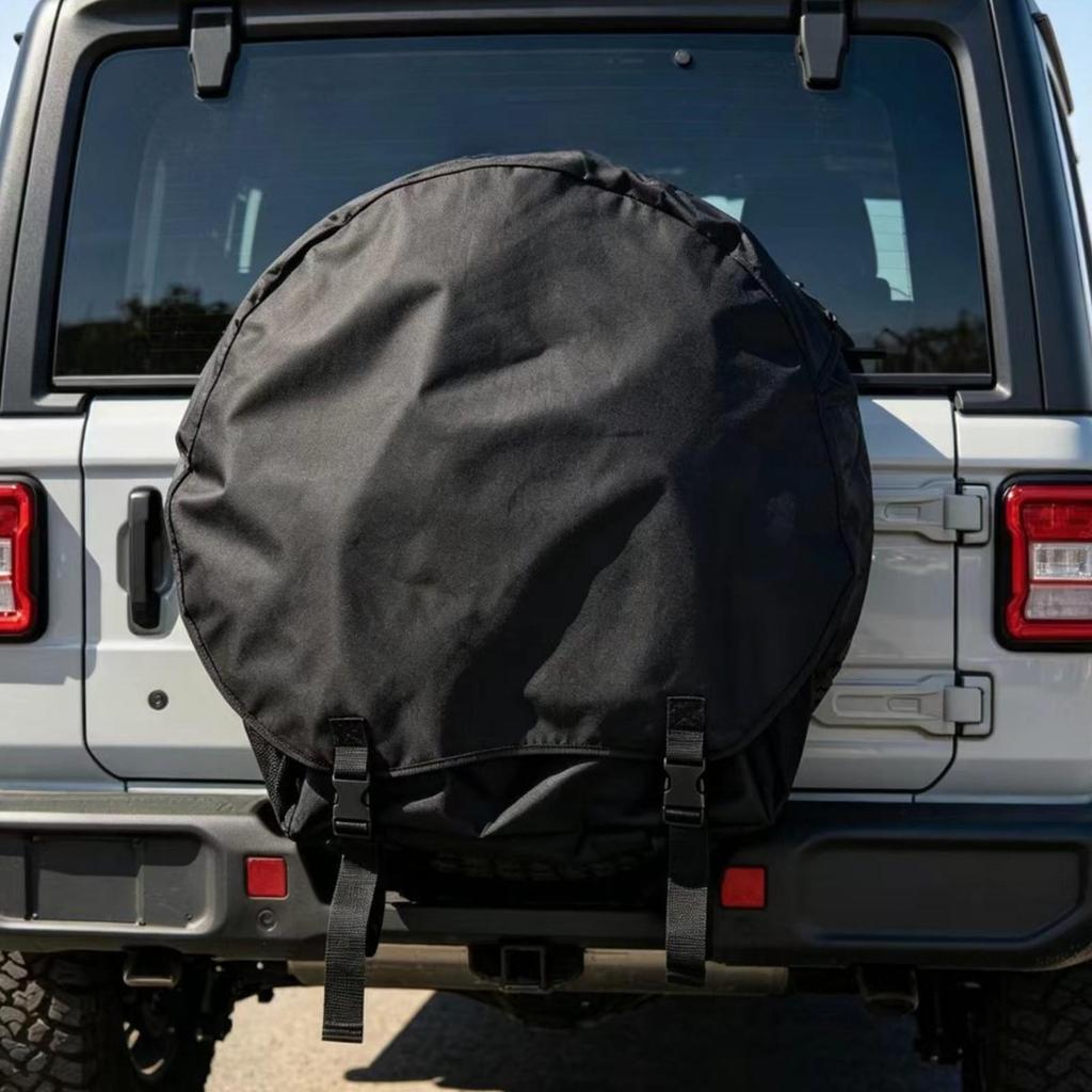 Hanging Spare Tire Cover with Storage Compartment Waterproof Mounted Protector Bag